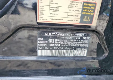 2013 Mercedes Benz S z USA, uszkodzony, nr VIN WDDNG7DB5DA506645